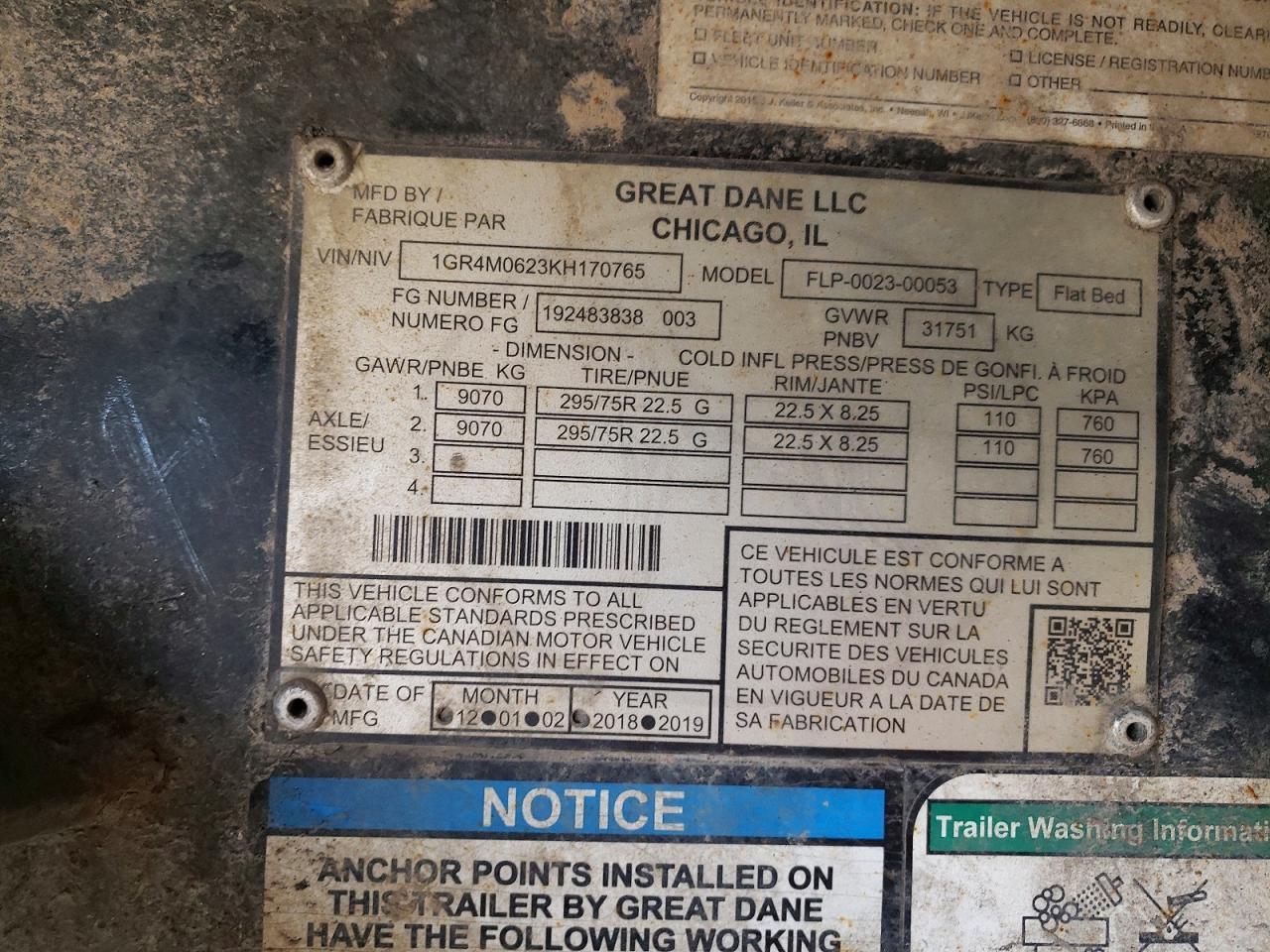 2019 Great Dane Flatbed Trailer