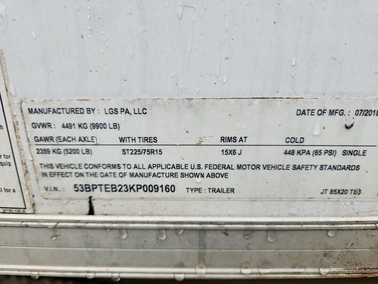 2019 Lgs Ga, Llc 2019 LGS JT 85X20 TE3 Enclosed Cargo Trailer