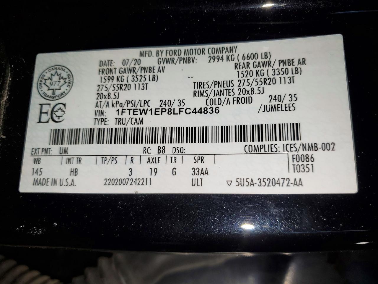 2020 Ford F150 Supercrew