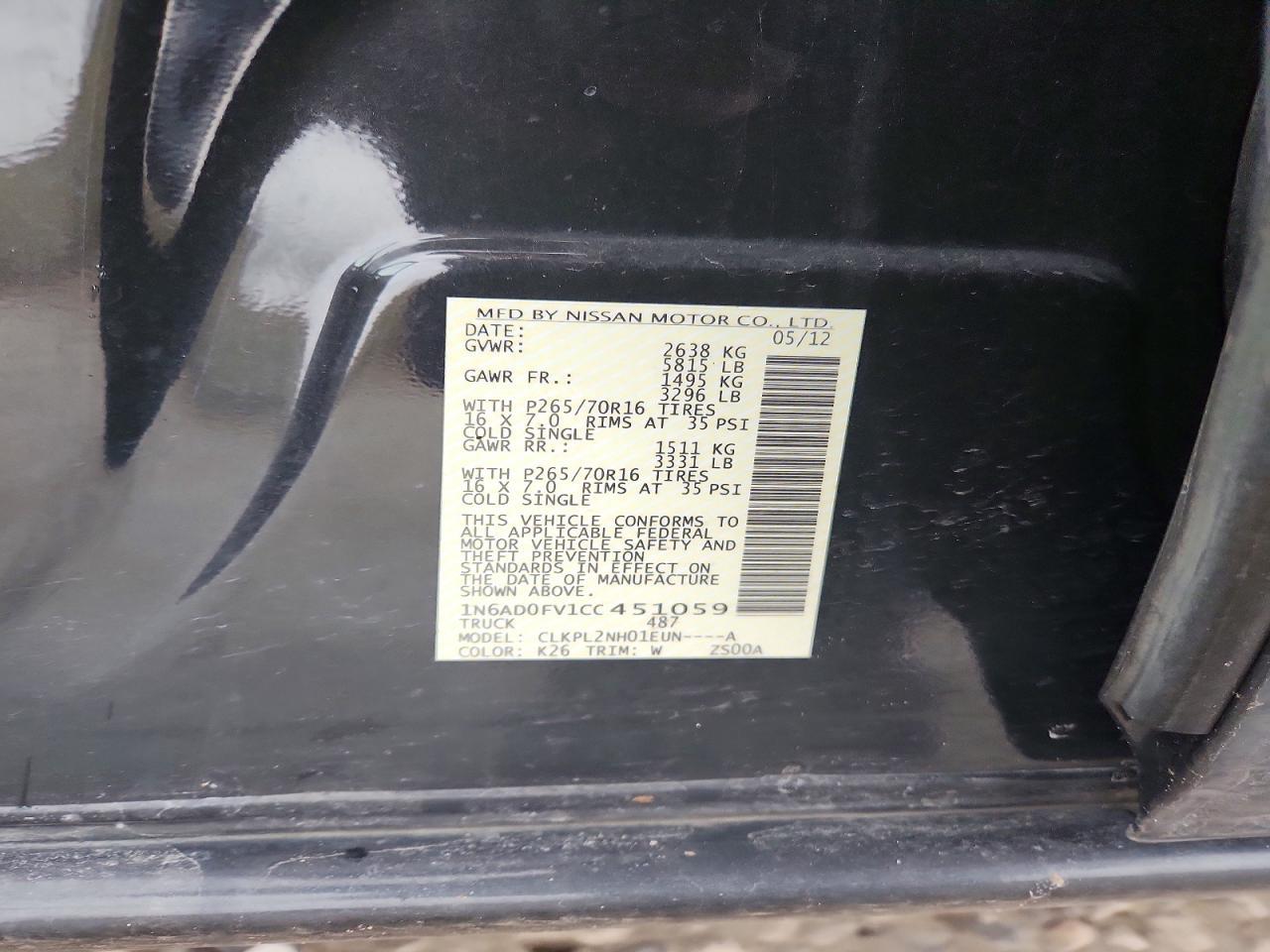 2012 Nissan Frontier SV V6