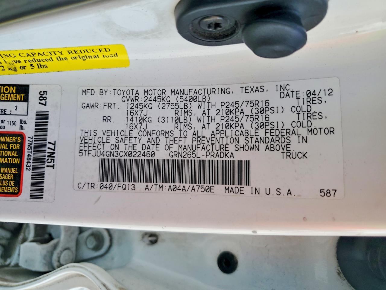 2012 Toyota Tacoma Prerunner V6