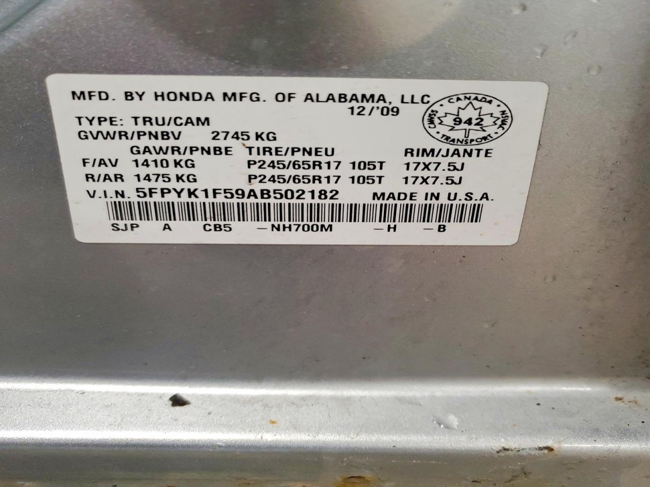 2010 Honda Ridgeline RTL