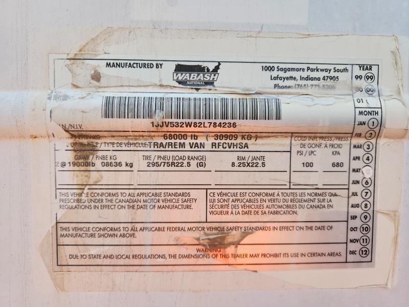 2002 Wabash Rfcvhsa Refrigerated Van Trailer