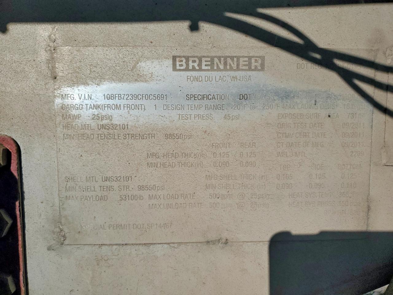 2012 Bren NER Tank Trailer