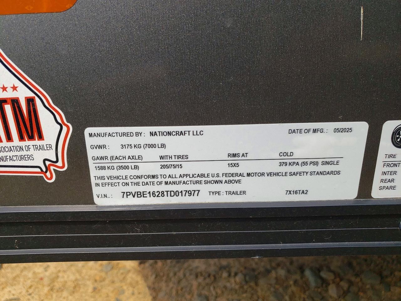 2025 Nationcraft 7X16TA2 Enclosed Cargo Trailer