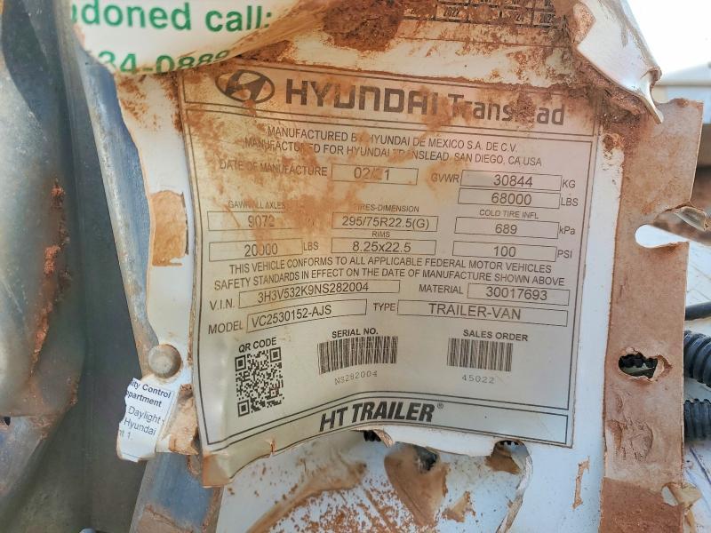 2023 Hyundai Translead VC2530152-AJS DRY Van Trailer