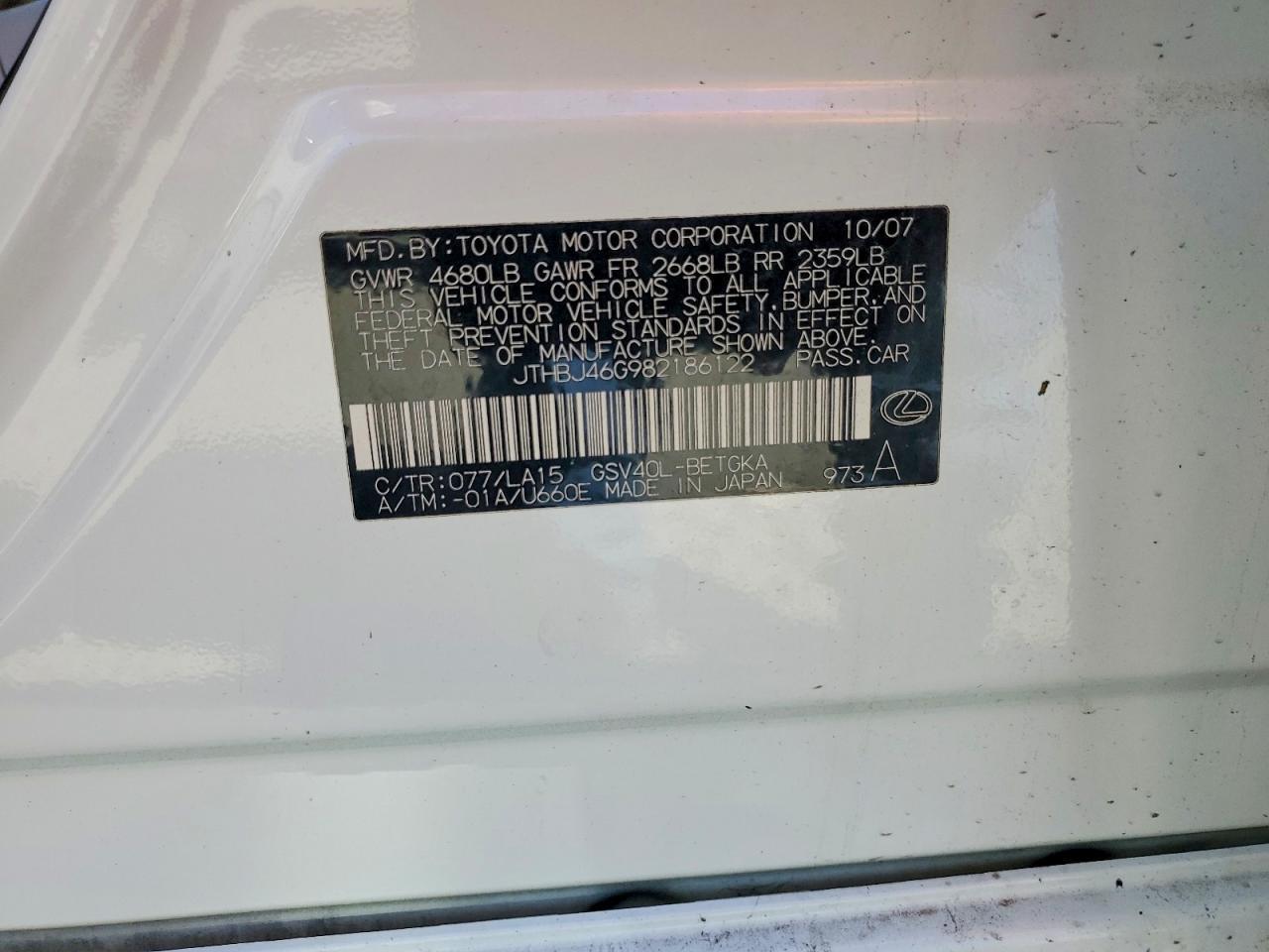 2008 Lexus Es 350 Base