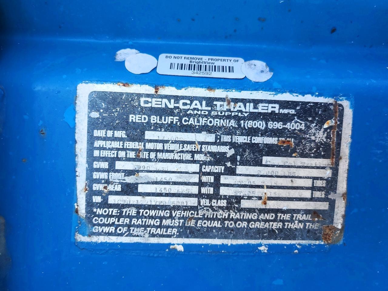 2000 Urwi 2000 CEN-CAL Utility Trailer