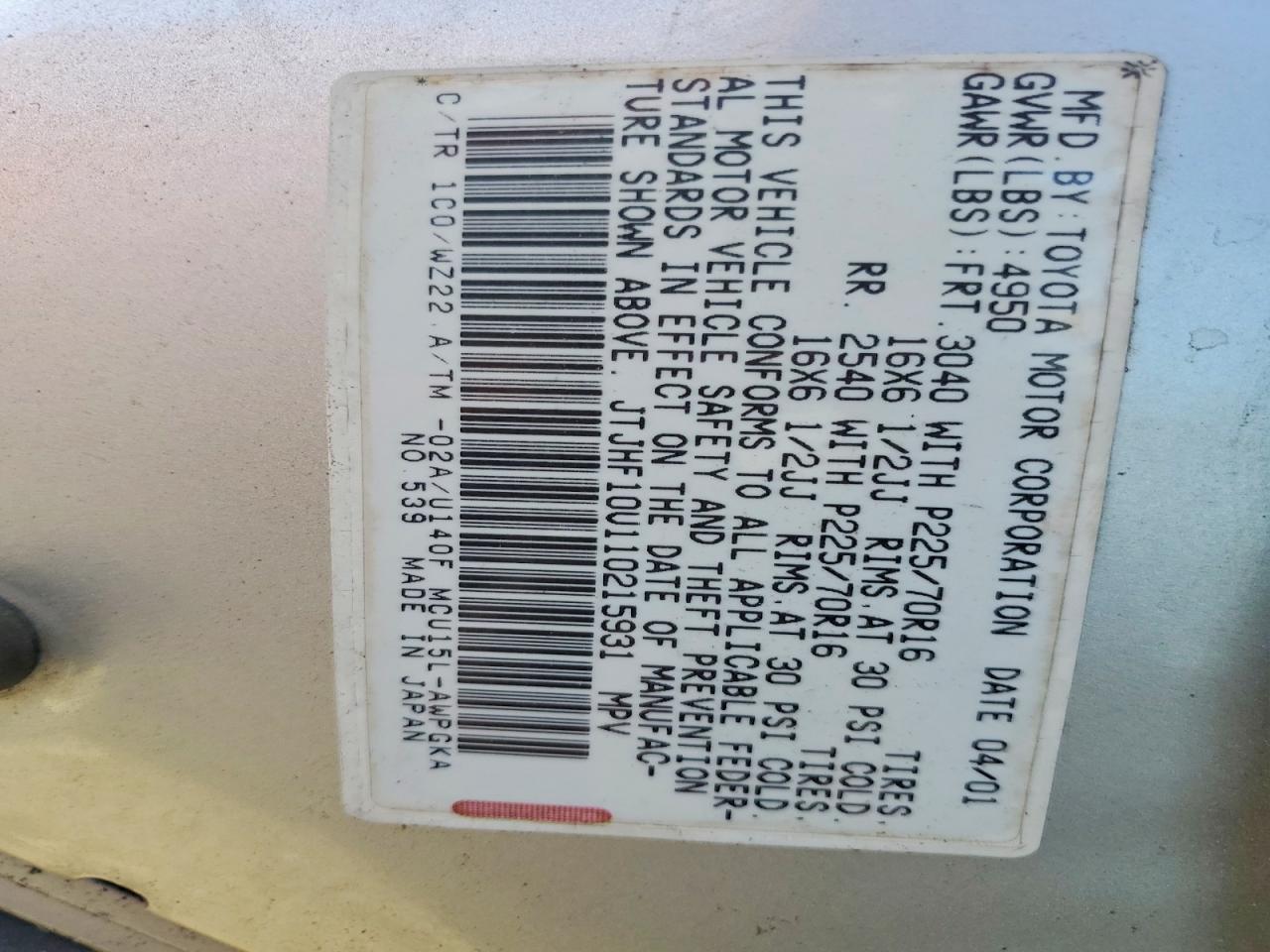 2001 Lexus Rx 300 Base