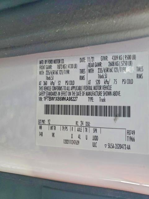 2021 Ford Transit T-350 Utility / Service van