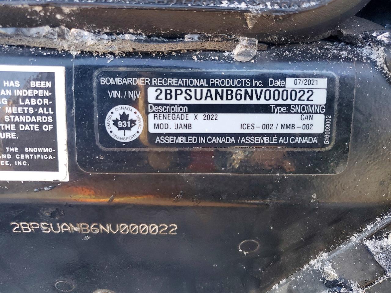 2022 Skidoo Renegade Unknown