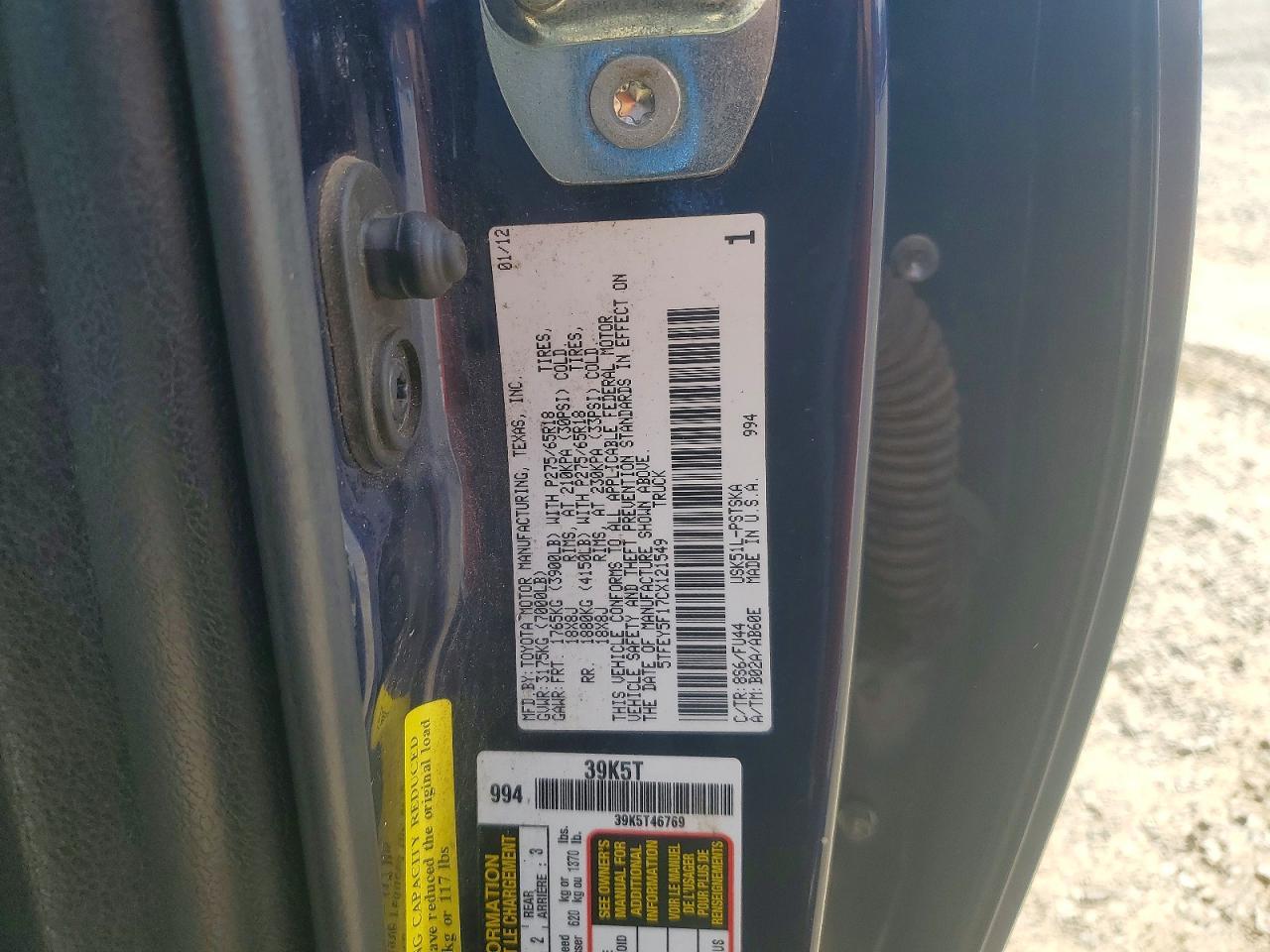 2012 Toyota Tundra Grade