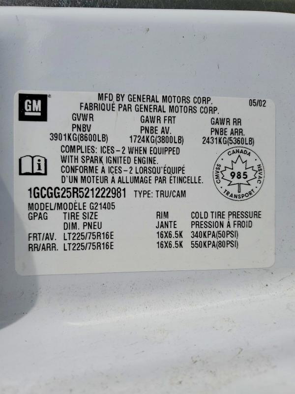 2002 Chev Express G2500