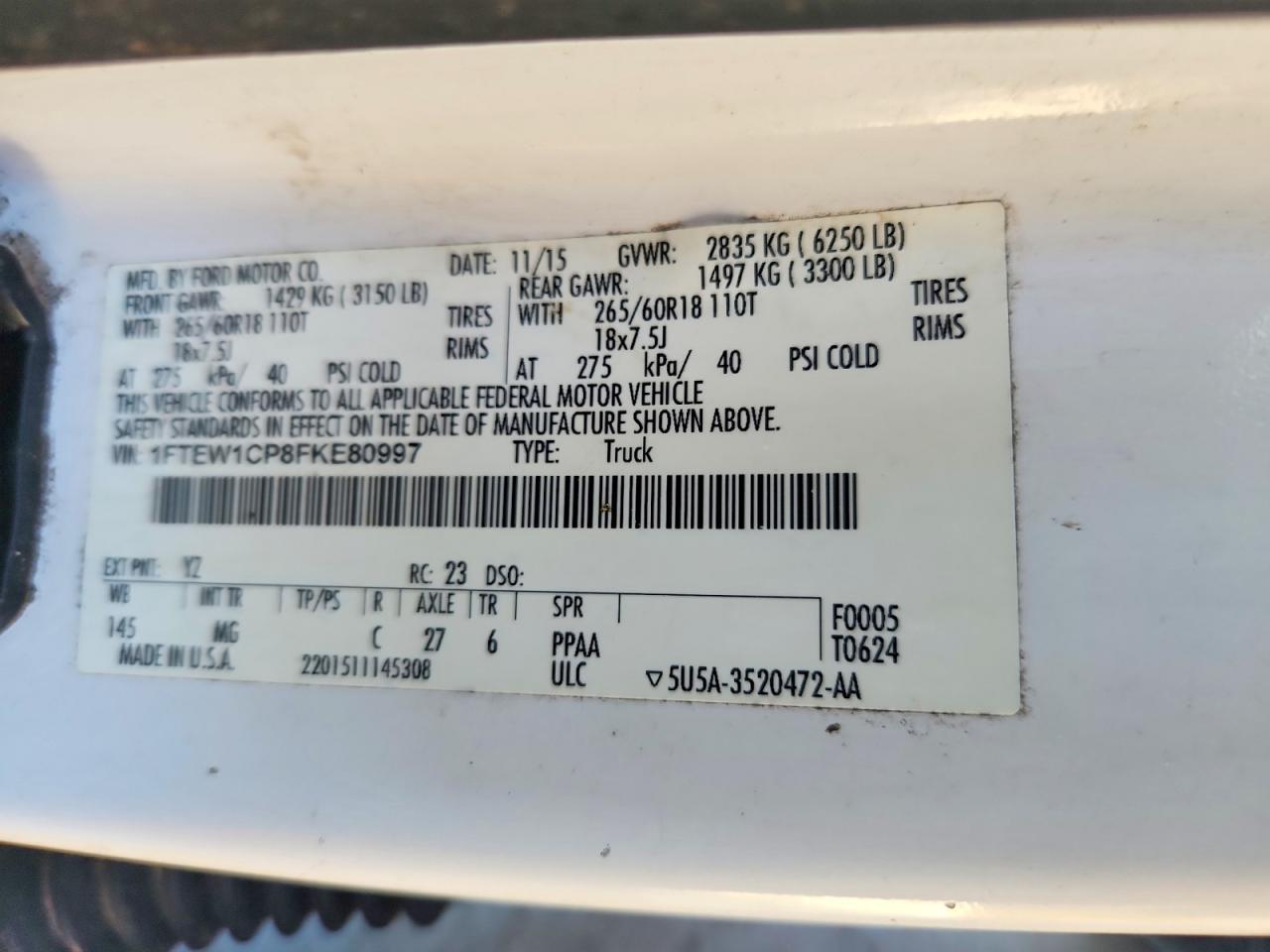 2015 Ford F150 Supercrew