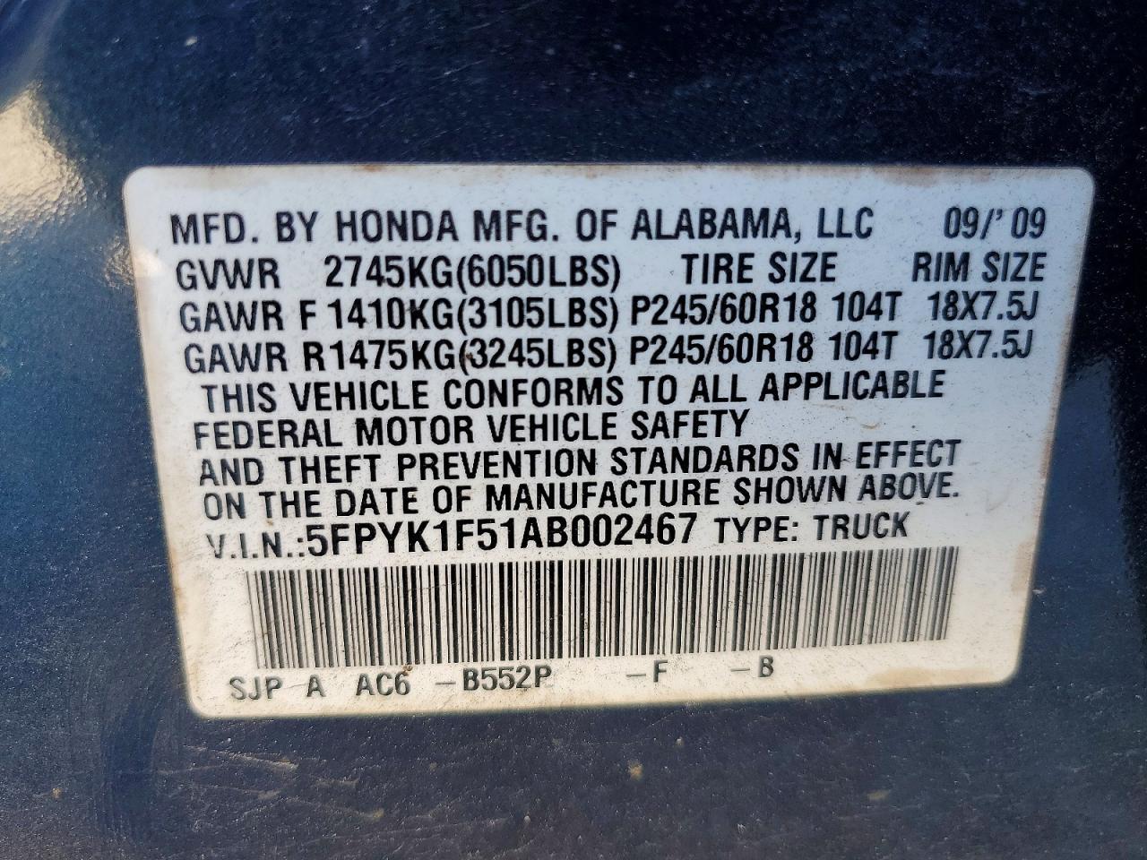 2010 Honda Ridgeline RTL