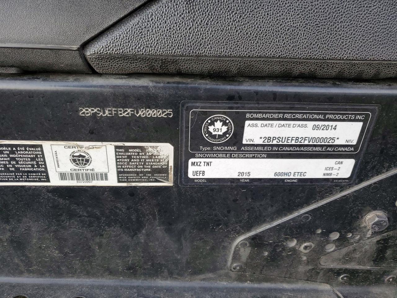 2015 Skidoo 2015 Other MXZ Renegade
