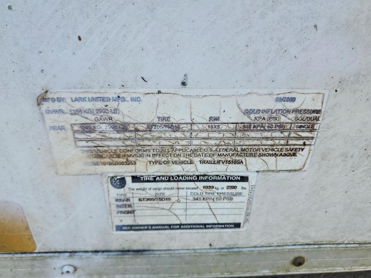 2006 Lark VT510SA Enclosed Cargo Trailer