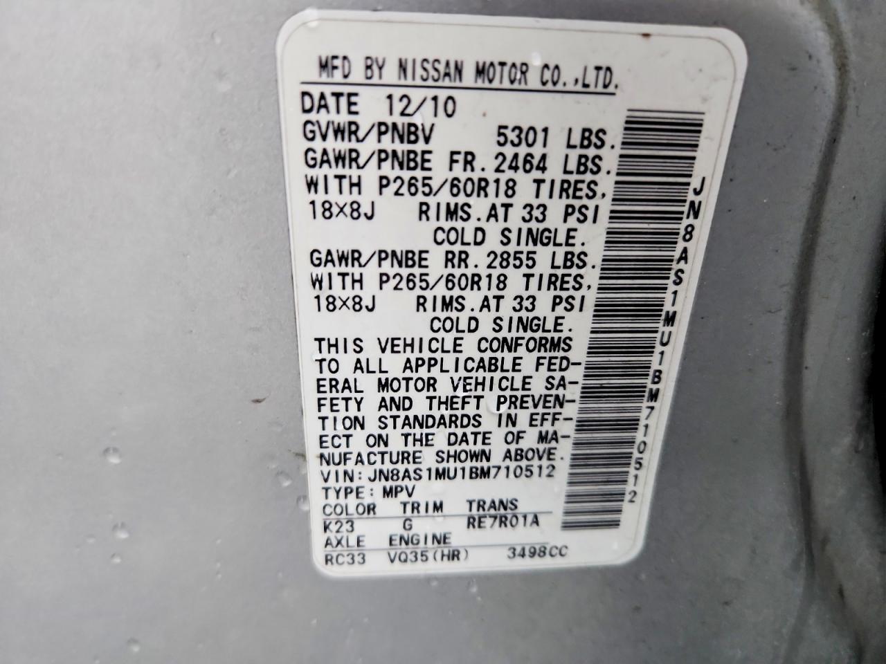 2011 Infiniti Fx35 Base