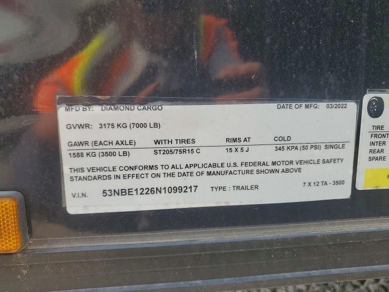 2022 Diamond Cargo 7X12TA Enclosed Cargo Trailer
