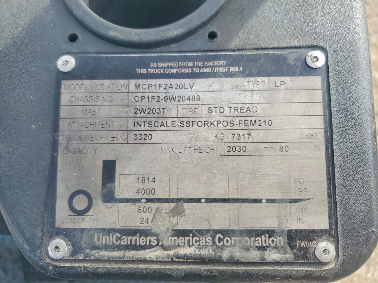2015 Unicariers 2015 Unicarriers MCP1F2A20LV Forklift