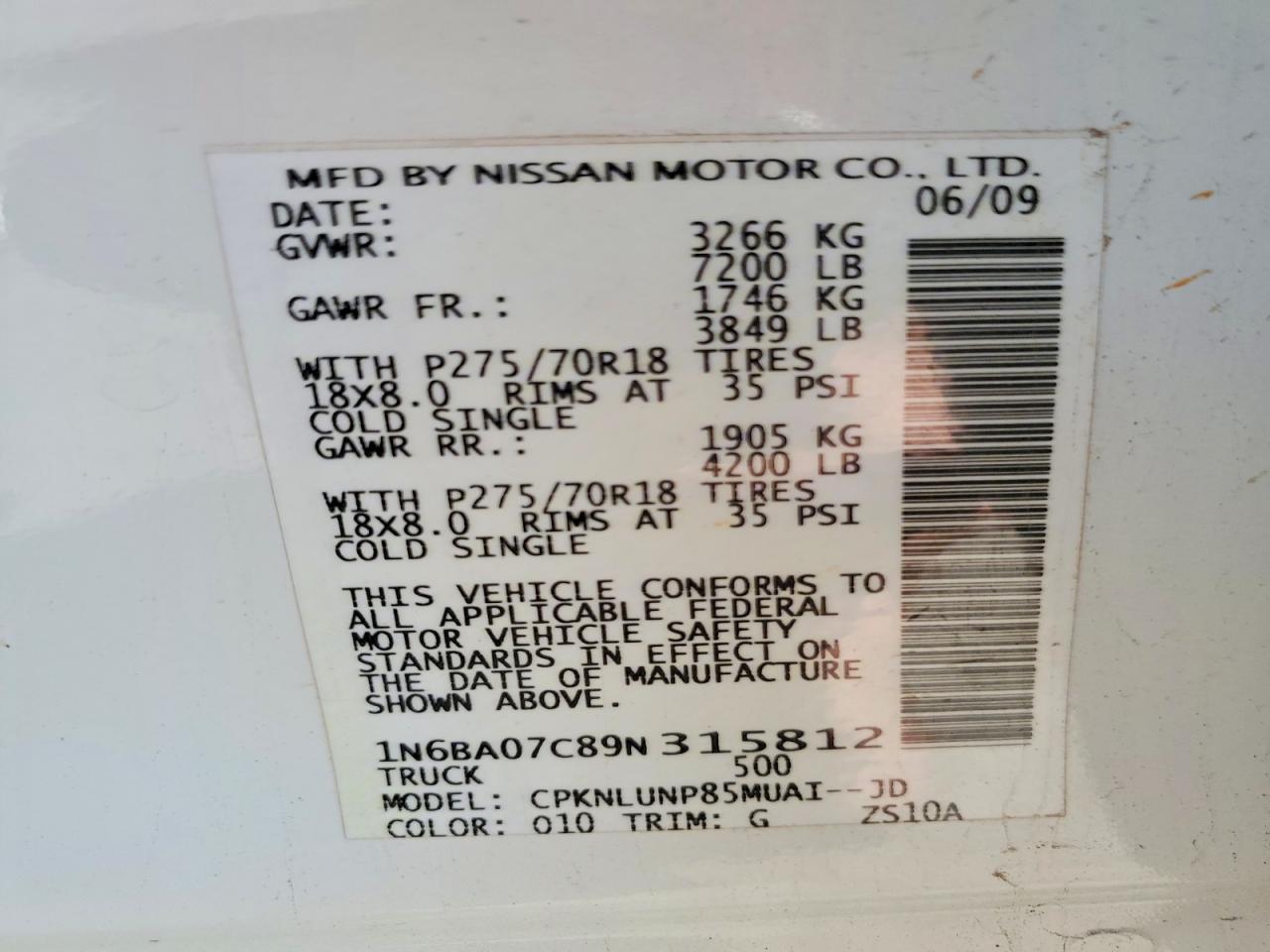 2009 Nissan Titan XE FFV