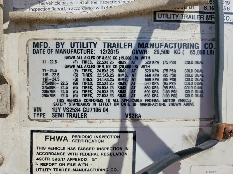 2016 Utility VS2RA Refrigerated Van Trailer