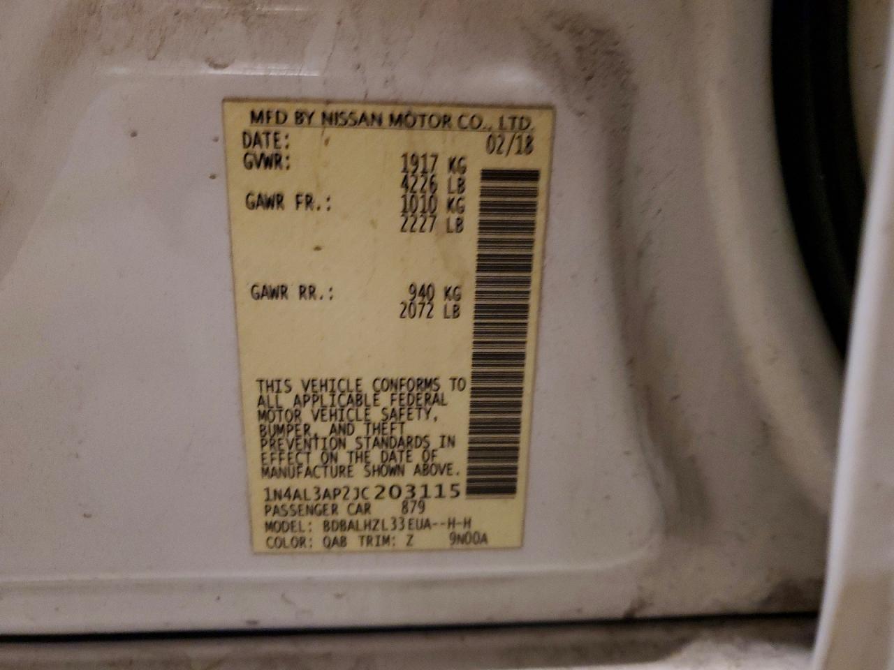 2018 Nissan Altima 2.5 sr