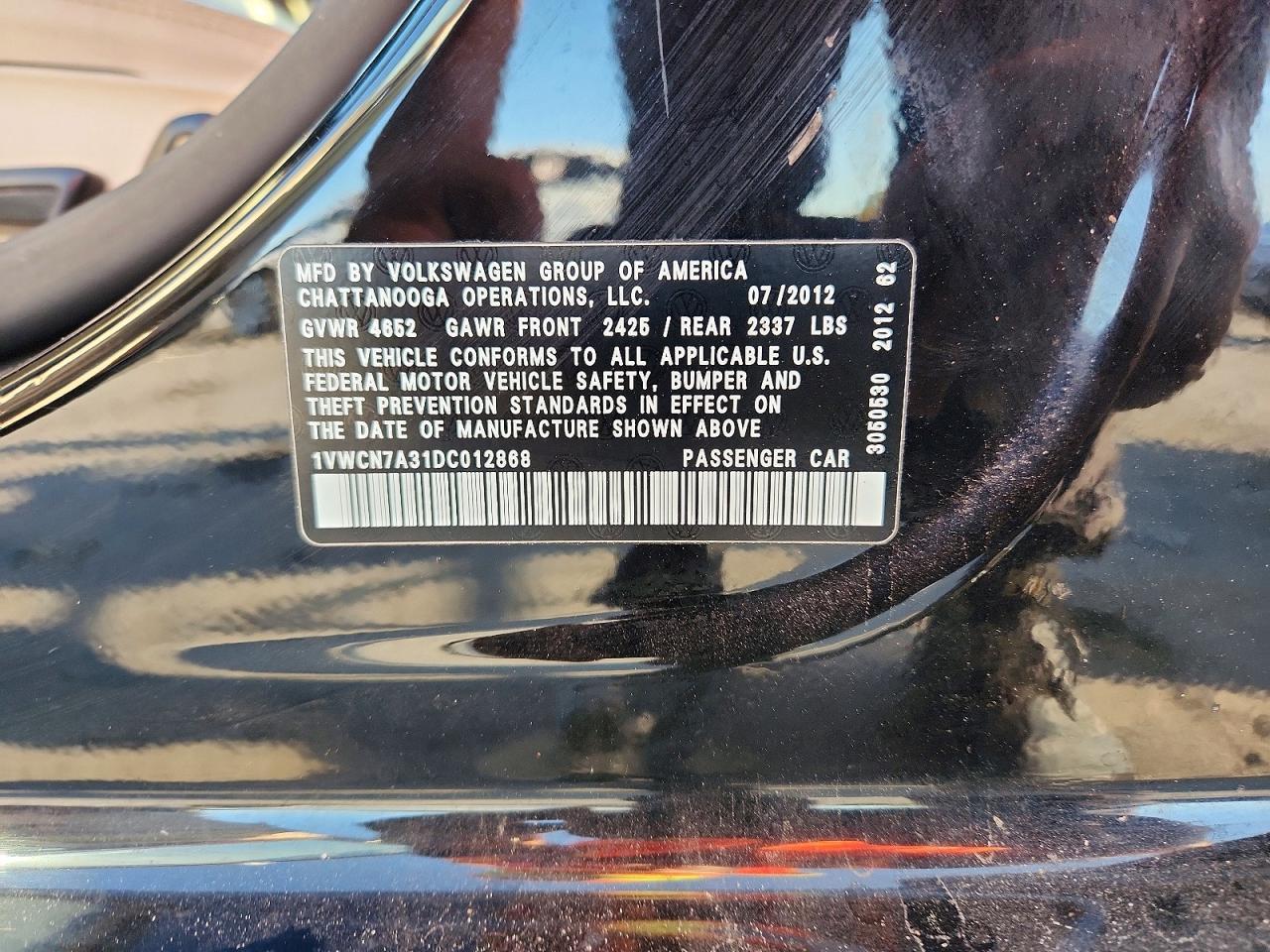 2013 Volkswagen Passat sel