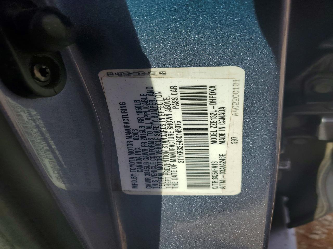 2003 Toyota Matrix Base