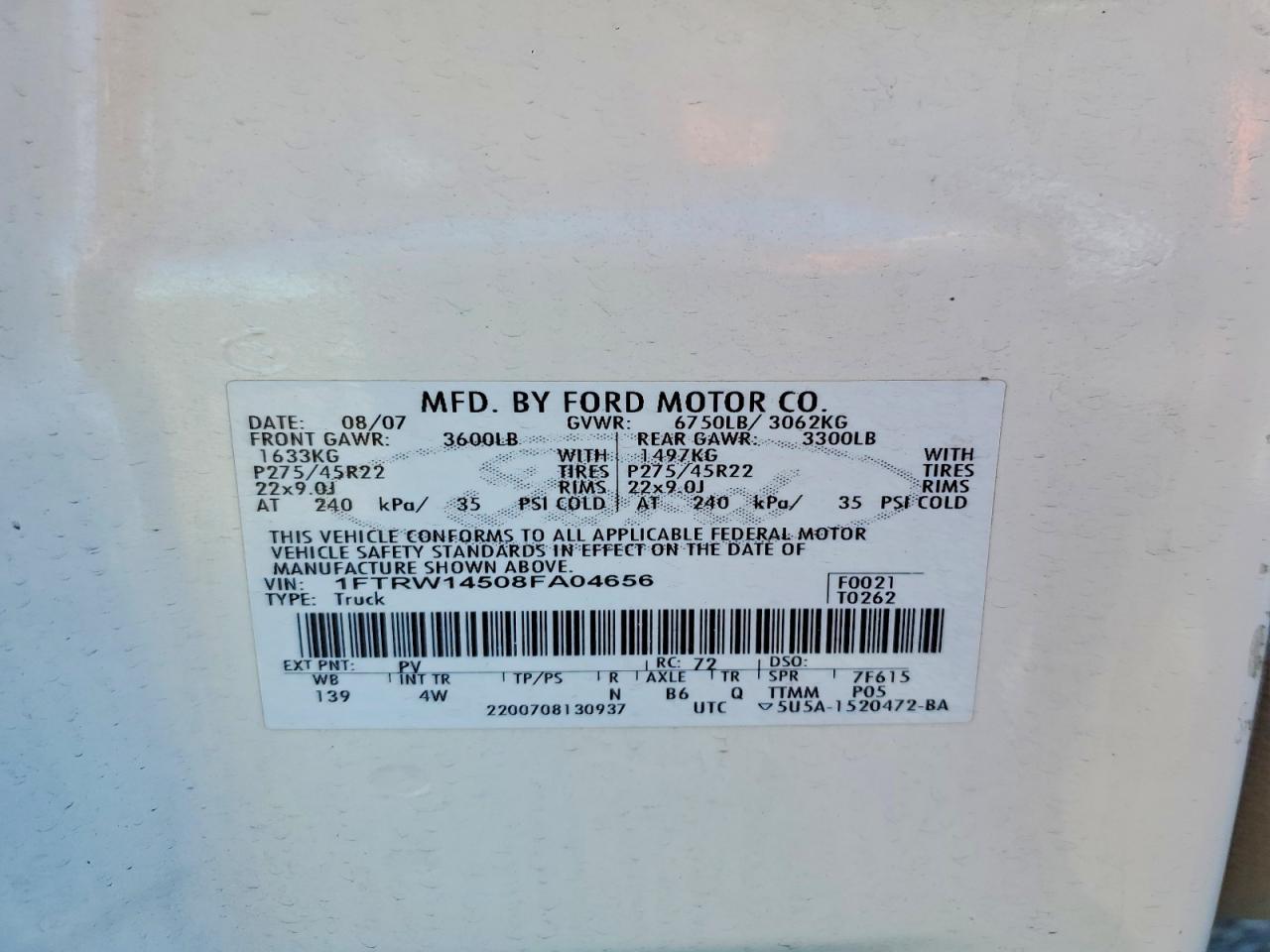 2008 Ford F150 Supercrew