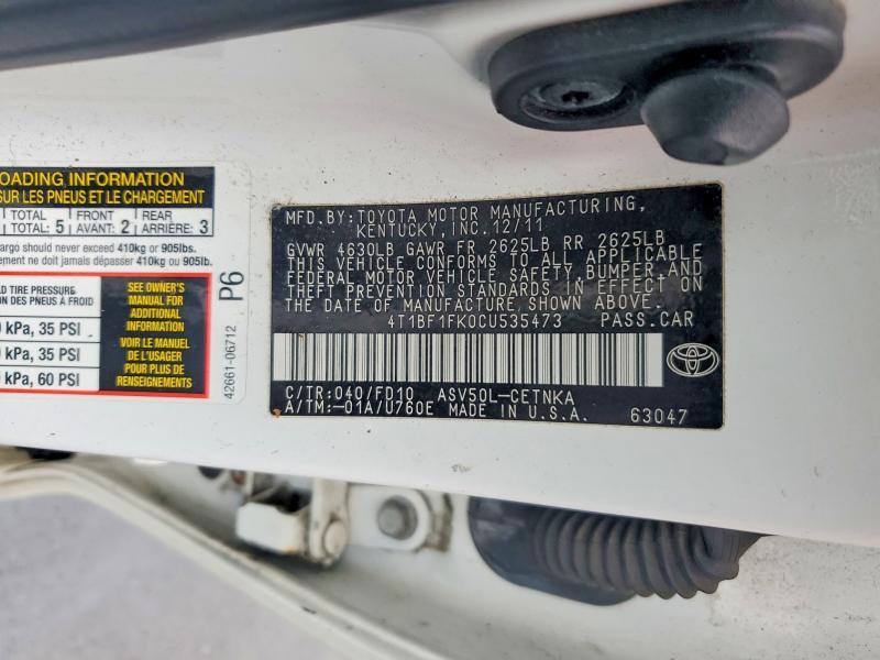 2012 Toyota Camry le