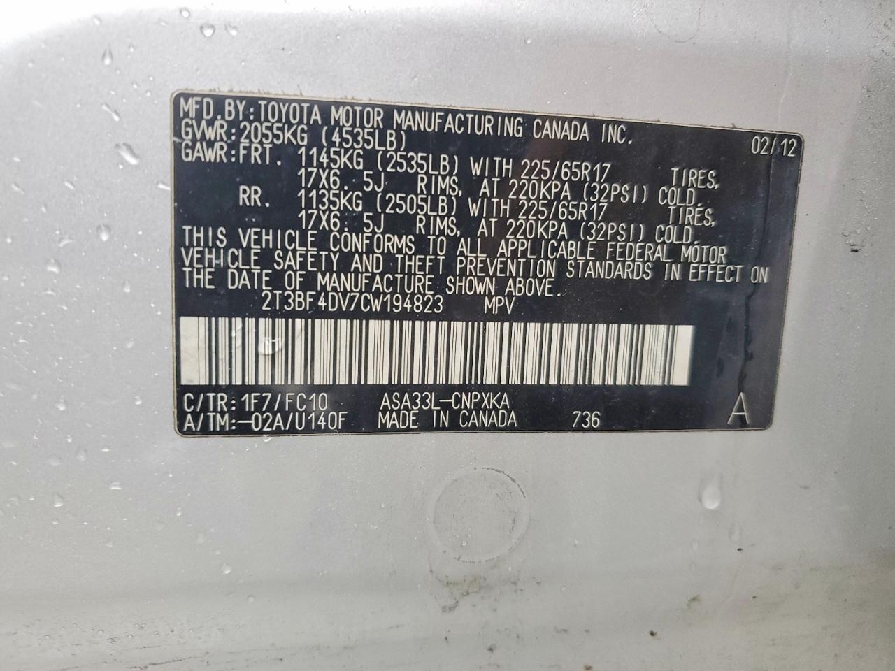 2012 Toyota Rav4 Base