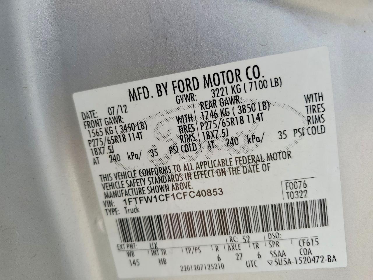 2012 Ford F150 Supercrew