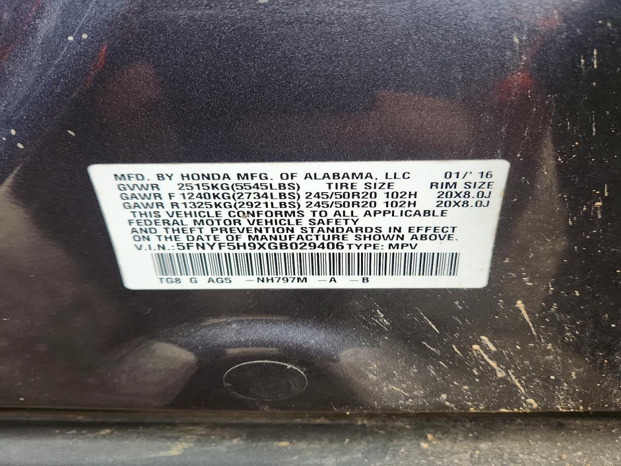 2016 Honda Pilot Touring