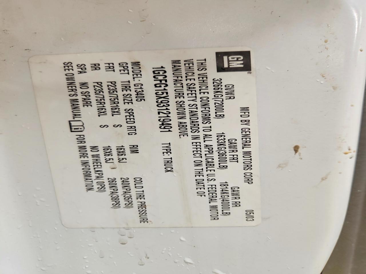 2003 Chev Rolet Express 1500 Utility / Service Van