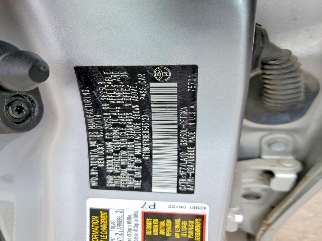 2014 Toyota Camry xle V6