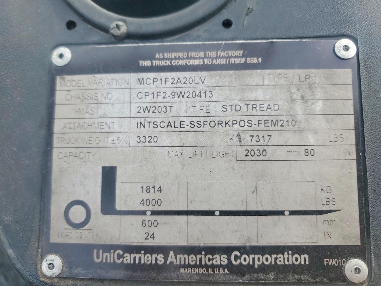 2015 Nissan MCP1F2A20LV Forklift