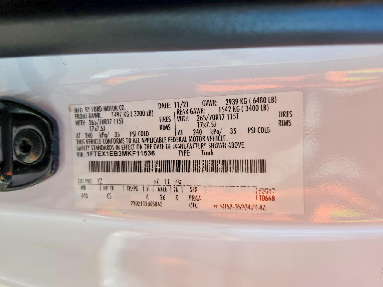 2021 Ford F150 Super Cab