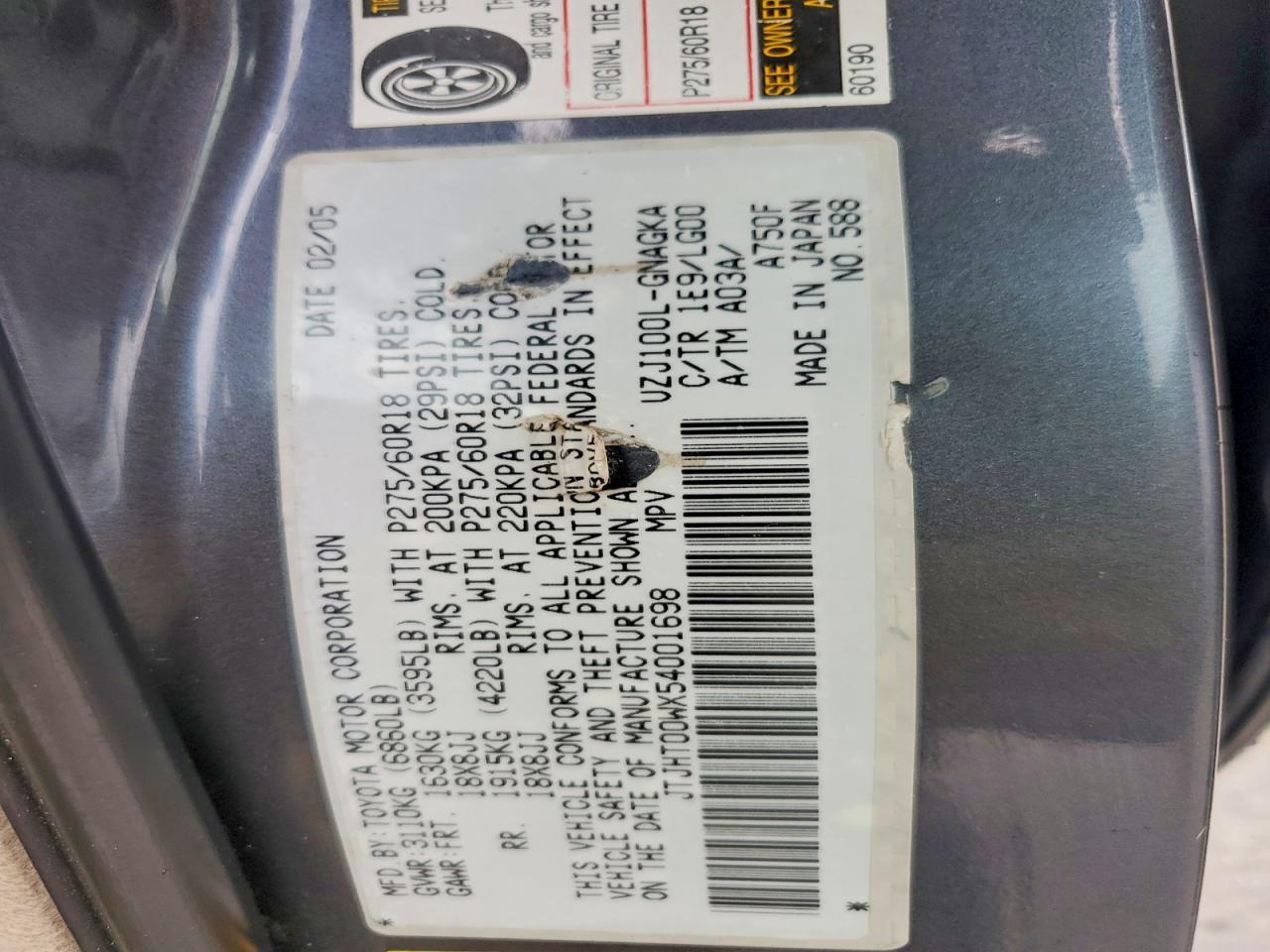 2005 Lexus Lx 470 Base
