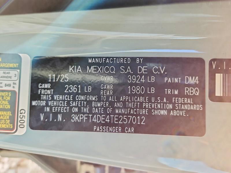 2026 KIA K4 lxs