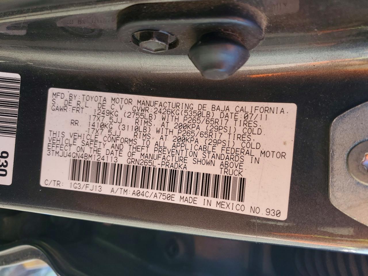 2011 Toyota Tacoma Prerunner V6