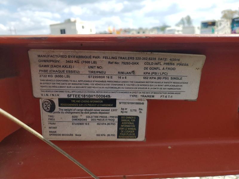 2017 Felling FT-6 T-1 Tilt Deck Equipment Trailer