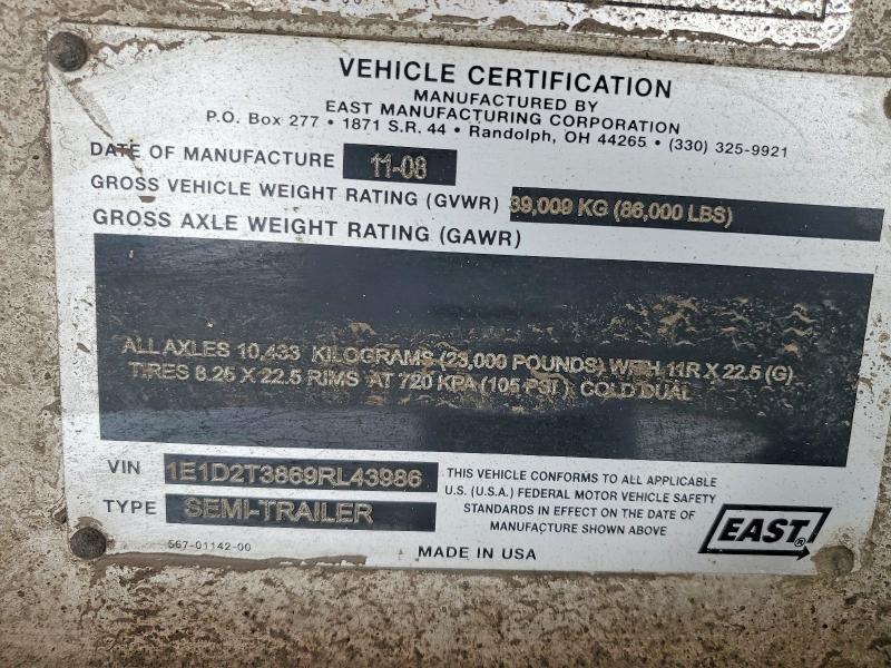 2009 East Manufacturing 2009 East Dump Trailer