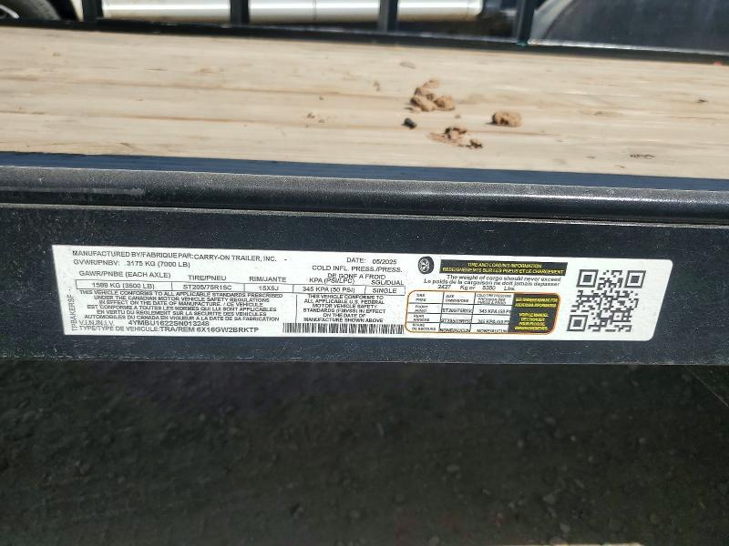 2025 Carry-On 6x16gw2brktp Utility Trailer