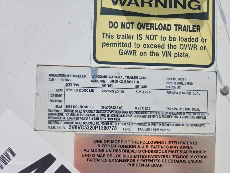 2023 Vanguard VXP 53 DRY Van Trailer
