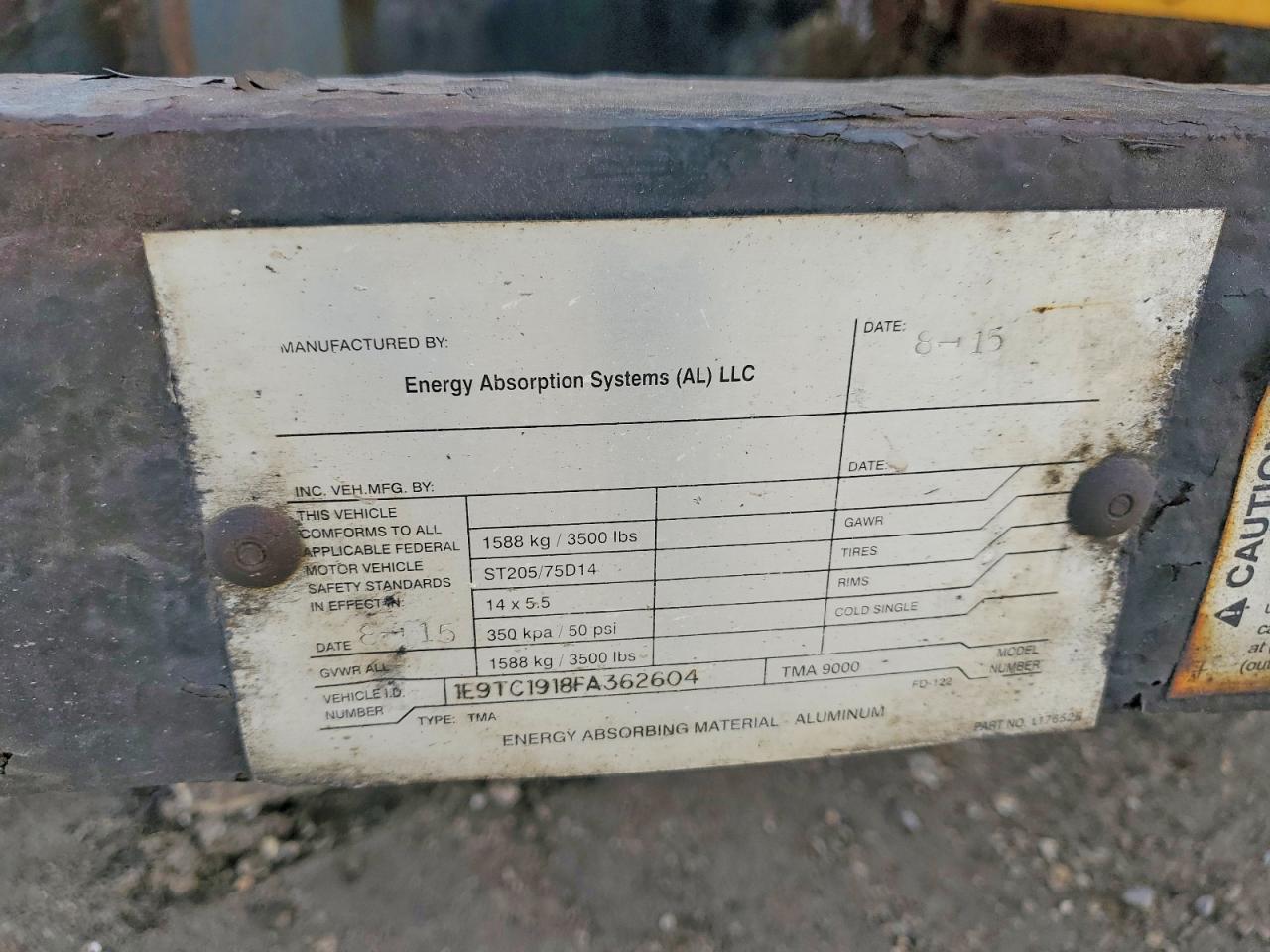 2015 Unknown 2015 Energy Absorption Systems Crash Attenuator