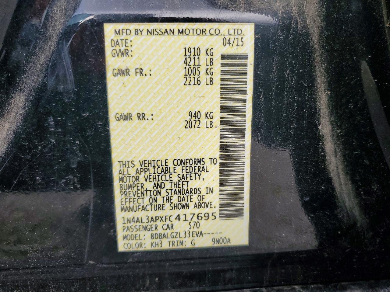 2015 Nissan Altima 2.5 s