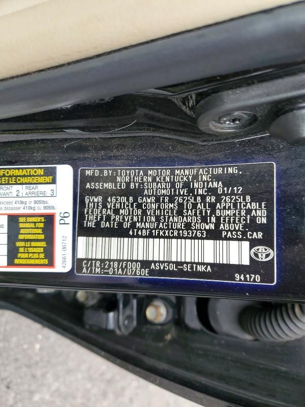 2012 Toyota Camry le