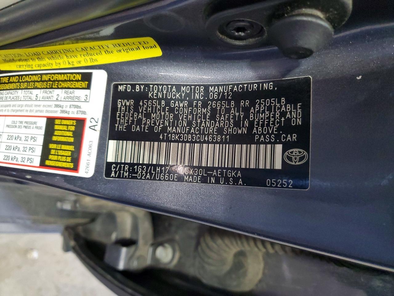 2012 Toyota Avalon Base