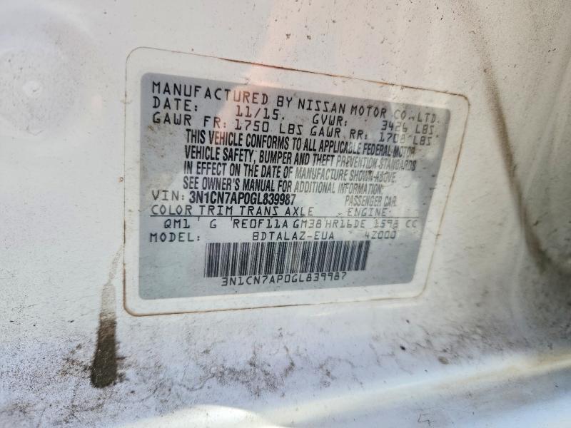 2016 Nissan Versa 1.6 s Plus